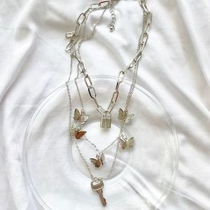 LAST ONE! butterfly & key layered necklace (buy 1 get two free!!!)